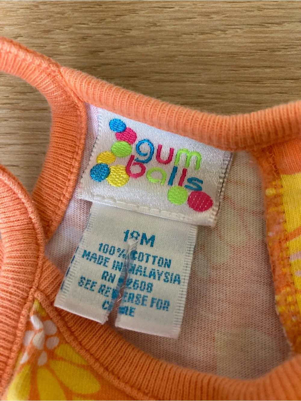 Vintage Gum Balls Orange Floral Cotton Romper with Keyhole Top